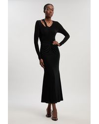 Karen Millen - Slinky Crepe Twist Detail Maxi Dress - Lyst