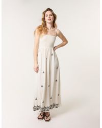 Blue Vanilla - Shirred Bandeau Linen Maxi Dress - Lyst