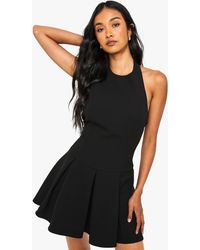 Boohoo - Tailored High Neck Pleated Mini Dress - Lyst