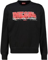 DIESEL - Schwarzes Sweatshirt Mit Stamp Division-Logo - Lyst