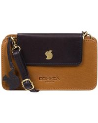 Conkca - 'Little Wonder' Dark & Leather Cross Body Clutch Bag - Lyst