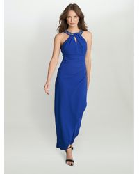 Gina Bacconi - Kasandra Halter Beaded Neck Maxi Dress - Lyst