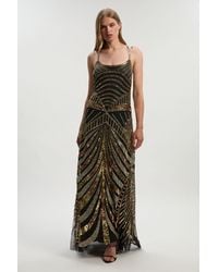 Karen Millen - Premium Mirrored Crystal Embellished Woven Prom Dress - Lyst