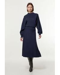 Karen Millen - Wool Look Rounded Sleeve Knit Midi Dress - Lyst
