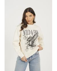 Brave Soul - Acid Wash Graphic Print Sweatshirt Cotton - Lyst