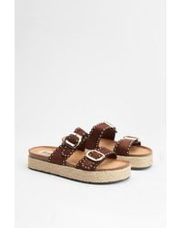 Faith - Daphne Faux Suede Double Boucle Footbed Sandals - Lyst