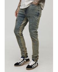 BoohooMAN - Tall Stacked Skinny Cross Applique Gusset Jeans - Lyst