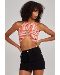Pink Vanilla - Swirl Print Halterneck Top - Lyst