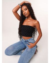 Pink Vanilla - Diamante Bandeau Crop Top - Lyst