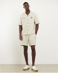 River Island - Cream Regular Fit Stripe Pull On Shorts - Lyst