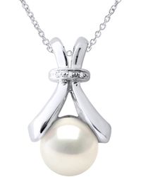 Ateliers Saint Germain - Necklace Jewelry Diamond 0.01Cts And Real Cultured Freshwater Pearl Button 6-7 Mm - Lyst