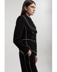 Karen Millen - Compact Stretch Contrast Tipped Tailored Blazer - Lyst