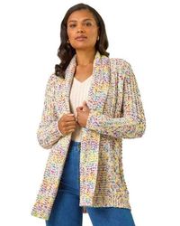 Roman - Soft Knit Nep Longline Cardigan - Lyst