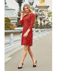 Sosandar - Leopard Print Shirred Sleeve Shift Dress - Lyst