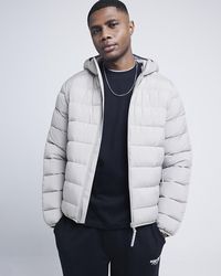 River Island - Quilted Hooded Puffer Jacket - Lyst