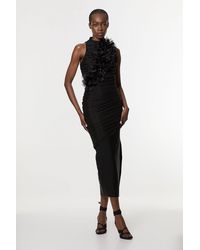 Karen Millen - Gathered Fabric Bandage Knitted Maxi Dress - Lyst