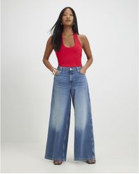 River Island - Wide Leg Jeans Petite Elastic Back Cotton - Lyst