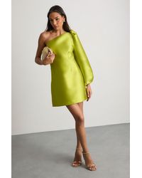 Warehouse - One Shoulder Puff Sleeve Mini Dress - Lyst