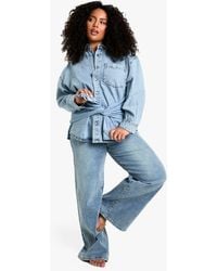 Boohoo - The Plus Mid Waist Wide Leg Jean - Lyst