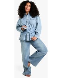 Boohoo - The Plus Mid Waist Wide Leg Jean - Lyst