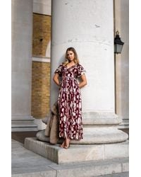 Gini London - Metallic Jacquard Flutter Sleeves Floral Maxi Dress - Lyst