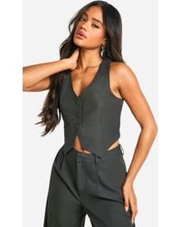 Boohoo - Premium Woven Cross Back Detail Waistcoat - Lyst
