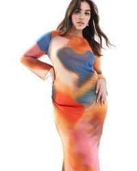 Vero Moda - Long Sleeved Mesh Maxi Dress - Lyst