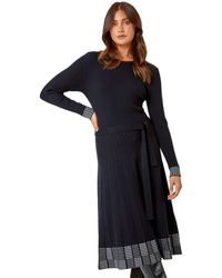 Roman - Ribbed Stretch Knit Border Print Dress - Lyst