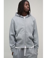 BoohooMAN - Essential Washed Boxy Zip Through Hoodie - Lyst