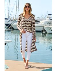 Sosandar - Neutral Metallic Chevron Print Longline Cardigan - Lyst