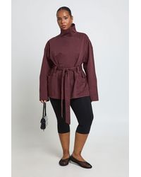 Boohoo - Plus Belted Short Trench Coat - Lyst