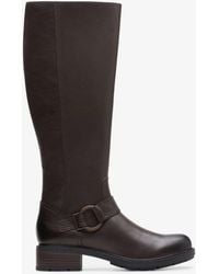 Clarks - Hearth Rae Dark Leather Boots - Lyst