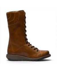 Fly London - Leather Lace-Up Combat Ankle Boots- Ster768 - Lyst