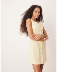 ASOS - Linen Blend Button Though Mini Dress - Lyst
