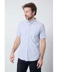 MAINE - Classic Check Short Sleeve Shirt Cotton - Lyst