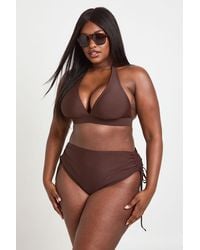Boohoo - Plus Tummy Control High Waist And Plunge Bikini Set - Lyst