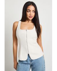 Boohoo - Wool Look Zip Front Longline Top - Lyst