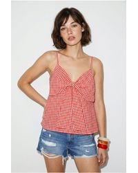 Bianco Lucci - Cotton-Blend V-Neck Cami Blouse With Bow Detail - Lyst