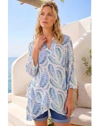 Roman - Leaf Print Wrap Hem Tunic Top - Lyst