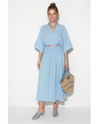 Bianco Lucci - Cotton Two-Piece Blouse And Midi Skirt Set - Lyst