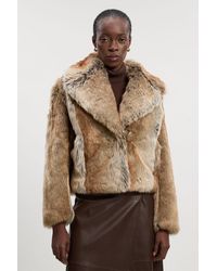 Karen Millen - Faux Fox Fur Short Coat - Lyst