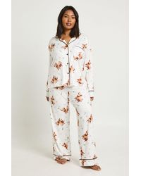 Boohoo - Plus Highland Cow Print Long Sleeve Shirt & Trouser Pyjama Set - Lyst