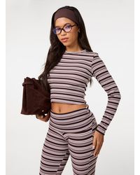 Pink Vanilla - Stripe Crew Neck Top - Lyst