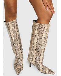 Boohoo - Stiletto Column Pointed Knee High Boots - Lyst