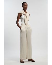 Karen Millen - Linen Wide Leg Woven Trouser - Lyst