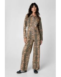 Nasty Gal - Tiger Print Denim Jumpsuit - Lyst