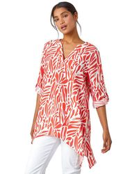 Roman - Spot Print Hanky Hem Tunic Top - Lyst