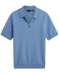 Ted Baker - Fourd Herringbone Stitch Zip Polo Shirt - Lyst