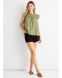 Gini London - Crochet Panel Viscose Loose Fit Top - Lyst