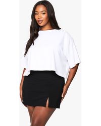 Boohoo - Plus Bengaline Split Aline Skirt - Lyst